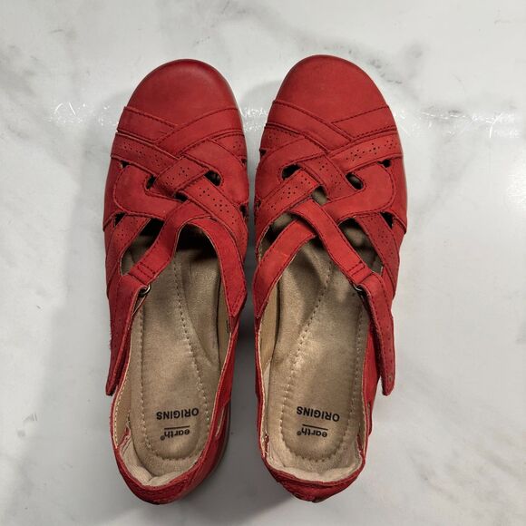 Earth Origins Rapid Teddy Red Leather Slip On Shoes, Women's Size 10 Flats - Picture 2 of 12